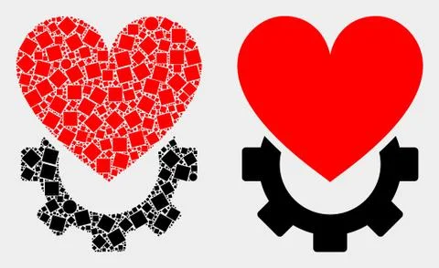 Dotted and Flat Vector Love Gear Icon Stock Illustration