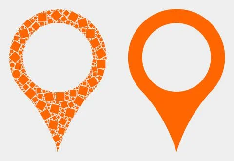 Dotted and Flat Vector Map Pointer Icon Stock Illustration