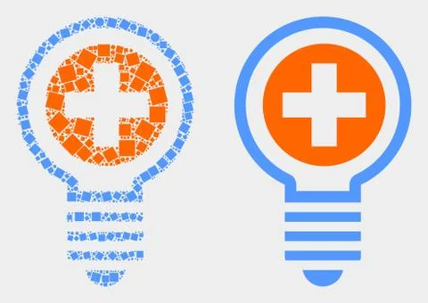 Dotted and Flat Vector Medical Bulb Icon Illustrazione stock