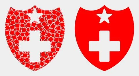 Dotted and Flat Vector Medical Shield Icon Illustrazione stock