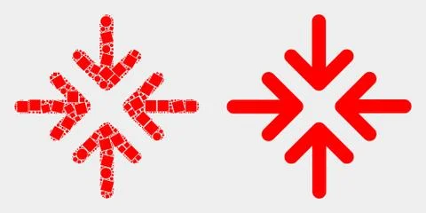Dotted and Flat Vector Meeting Point Arrows Icon Stock Illustration