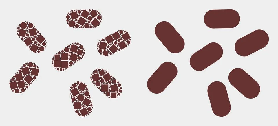 Dotted and Flat Vector Microbes Icon 스톡 일러스트
