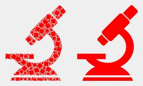 Dotted and Flat Vector Microscope Icon Stock Illustration