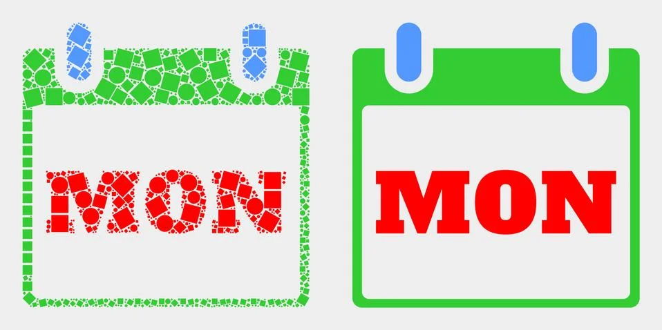 Dotted and Flat Vector Monday Calendar Page Icon Illustrazione stock