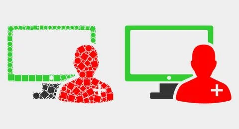 Dotted and Flat Vector Online Doctor Icon 스톡 일러스트