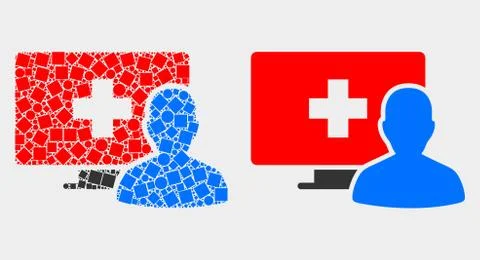 Dotted and Flat Vector Online Medical Patient Icon Illustrazione stock
