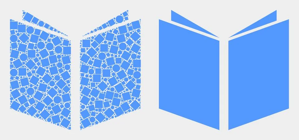 Dotted and Flat Vector Open Book Icon 스톡 일러스트