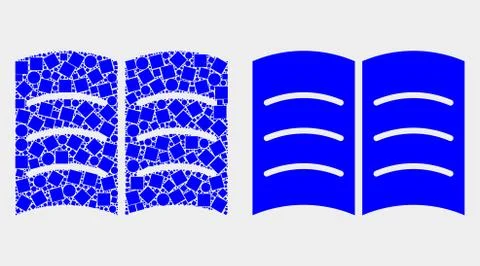 Dotted and Flat Vector Open Book Icon Illustrazione stock