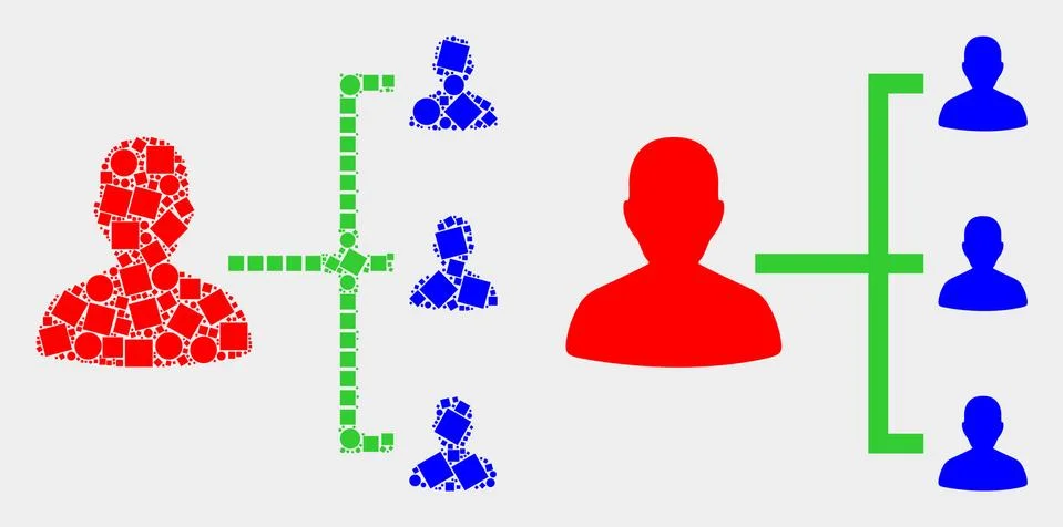 Dotted and Flat Vector People Hierarchy Icon Illustrazione stock
