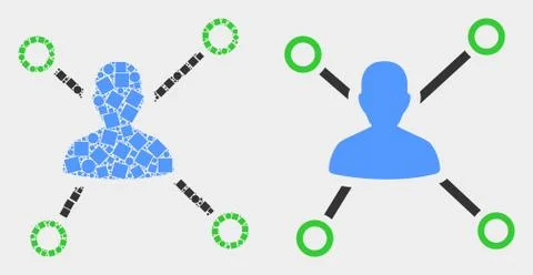Dotted and Flat Vector Person Links Icon 스톡 일러스트