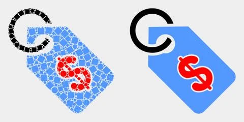 Dotted and Flat Vector Price Tag Icon 스톡 일러스트