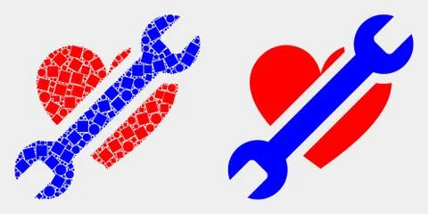 Dotted and Flat Vector Repair Heart Icon Illustrazione stock