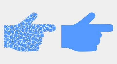 Dotted and Flat Vector Right Pointer Finger Icon Stock Illustration