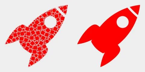 Dotted and Flat Vector Rocket Icon Illustrazione stock