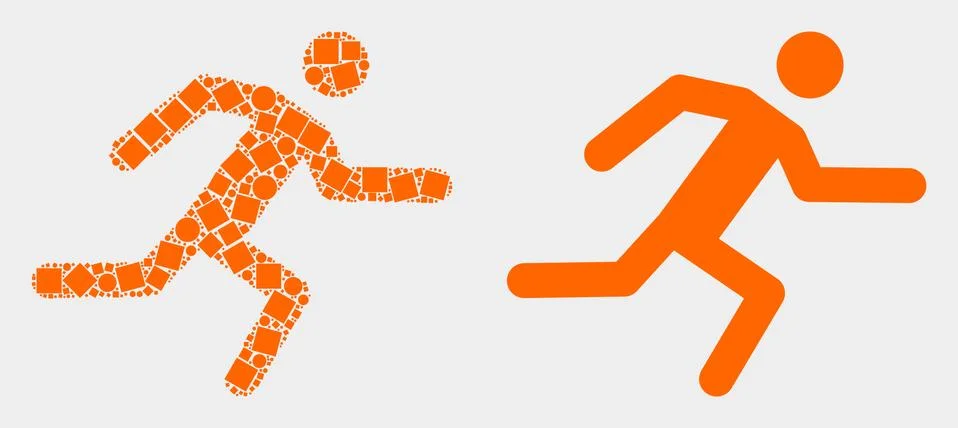 Dotted and Flat Vector Running Man Icon Illustrazione stock