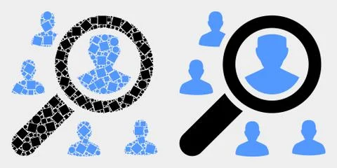 Dotted and Flat Vector Search Users Icon Stock Illustration