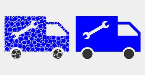 Dotted and Flat Vector Service Van Icon Illustrazione stock