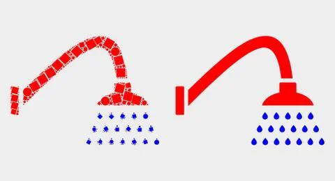 Dotted and Flat Vector Shower Icon Illustrazione stock