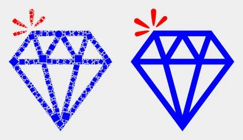 Dotted and Flat Vector Spark Brilliant Icon Stock Illustration