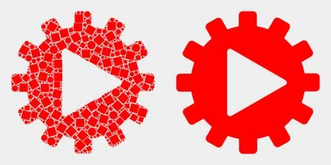 Dotted and Flat Vector Start Gear Automation Icon 스톡 일러스트