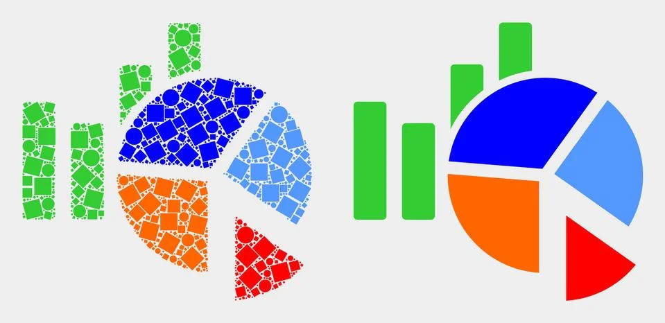 Dotted and Flat Vector Statistics Charts Icon 스톡 일러스트