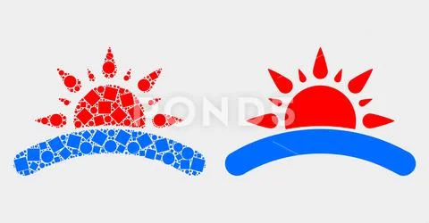 Dotted and Flat Vector Sunrise Icon Stock Illustration