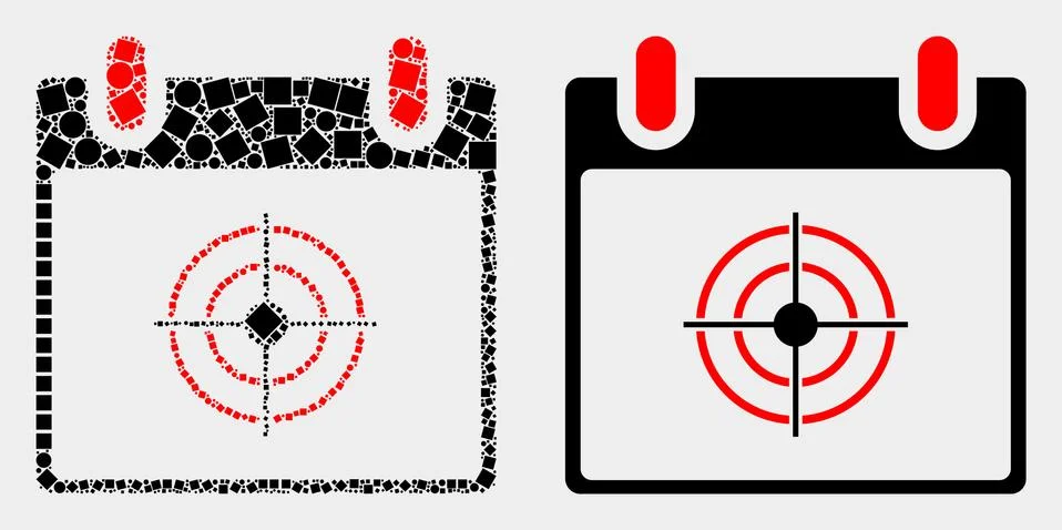 Dotted and Flat Vector Target Calendar Page Icon Illustrazione stock