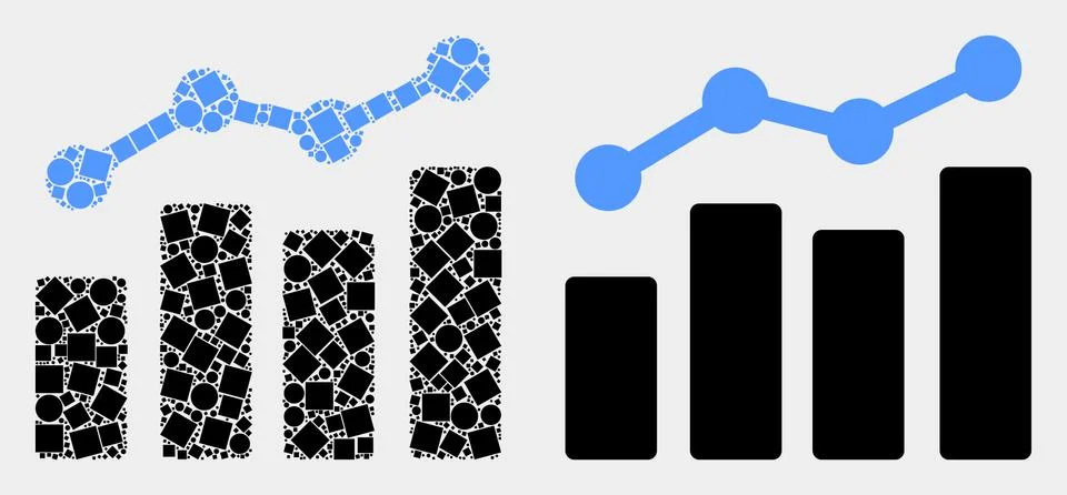 Dotted and Flat Vector Trend Chart Icon Stock Illustration