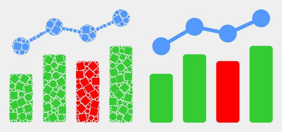 Dotted and Flat Vector Trend Chart Icon Stock Illustration