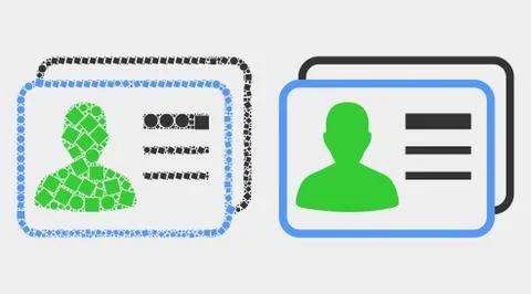 Dotted and Flat Vector User Cards Icon Stock Illustration