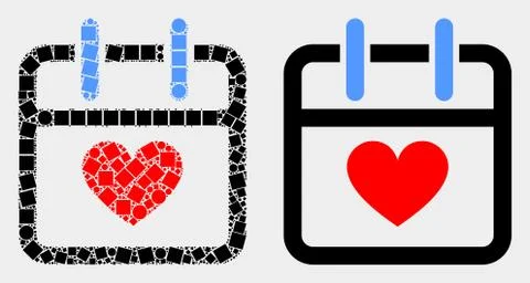 Dotted and Flat Vector Valentine Calendar Page Icon Stock Illustration
