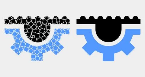 Dotted and Flat Vector Water Gear Icon Illustrazione stock