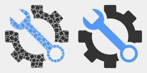 Dotted and Flat Vector Wrench Tools Icon Illustrazione stock