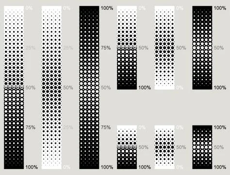 Dotted and mathematically precise areal gradients with no sharp edges Stock Illustration