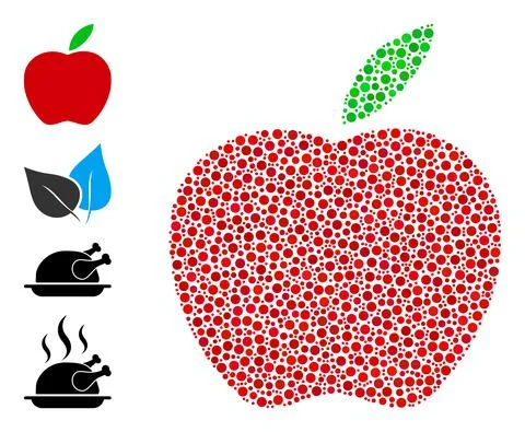 Dotted Apple Composition of Circles with Bonus Icons 스톡 일러스트