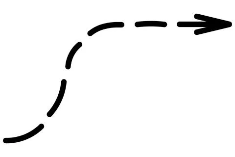 Dotted arrow. Black pointer is bent and directed up and to the right. Illustrazione stock