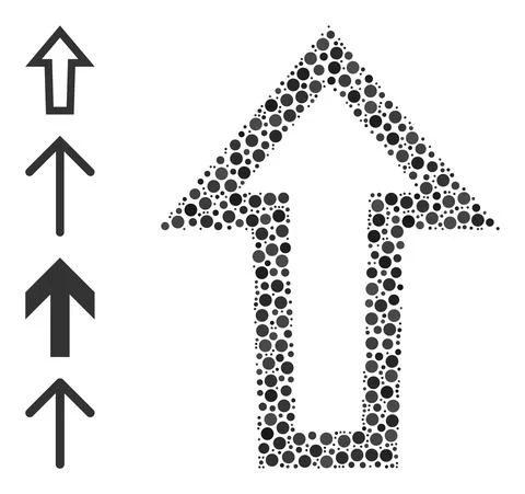 Dotted Arrow Up Collage of Round Dots and Bonus Icons 스톡 일러스트