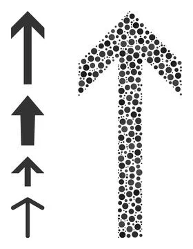 Dotted Arrow Up Collage of Rounded Dots with Bonus Icons 库存插图
