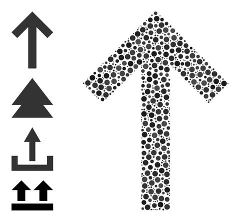 Dotted Up Arrow Composition of Circles with Similar Icons 스톡 일러스트