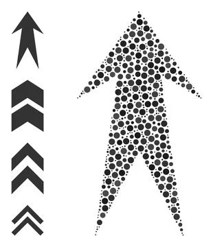 Dotted Arrow Up Composition of Rounded Dots with Similar Icons Illustrazione stock