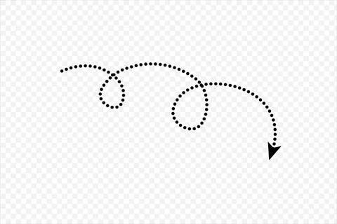 Dotted arrow doodle on transparent background. Stock Illustration