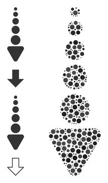 Dotted Arrow Down Collage of Rounded Dots and Similar Icons Stock Illustration