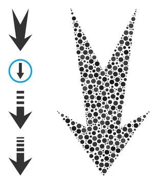 Dotted Arrow Down Composition of Circles and Bonus Icons Stock Illustration