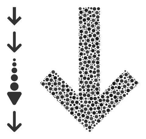 Dotted Arrow Down Composition of Round Dots and Other Icons Stock Illustration