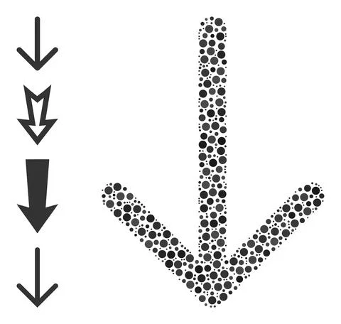 Dotted Arrow Down Composition of Round Dots with Bonus Icons Stock Illustration