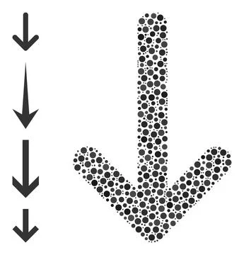 Dotted Arrow Down Composition of Round Dots with Bonus Icons Stock Illustration