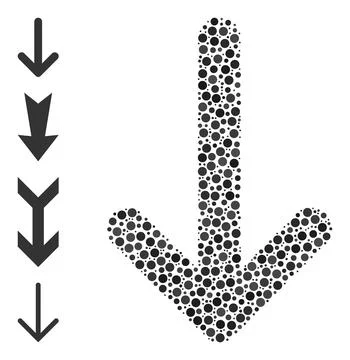 Dotted Arrow Down Composition of Round Dots and Other Icons Stock Illustration