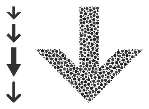 Dotted Arrow Down Composition of Rounded Dots with Bonus Icons Stock Illustration
