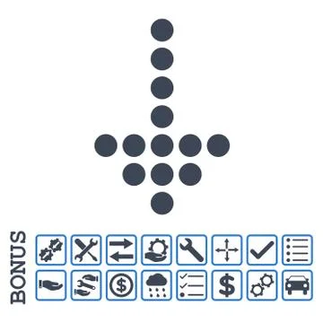 Dotted Arrow Down Flat Vector Icon With Bonus Stock Illustration