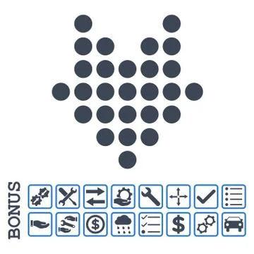 Dotted Arrow Down Flat Vector Icon With Bonus Stock Illustration